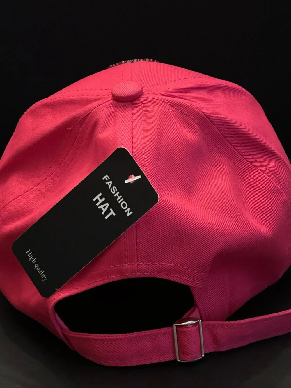 Hot Pink Rhinestone Ribbon Studded Baseball Cap Breast Cancer Awareness NWT